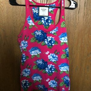 Abercrombie & Fitch Hot Pink Tank w/ Blue Flowers